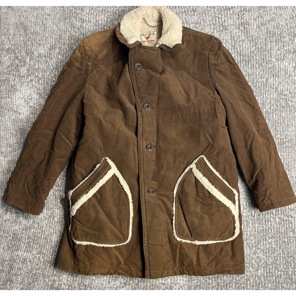 Vintage Field & Stream Gordon Ferguson Leather Suede Jacket Fleece Line Mens  44